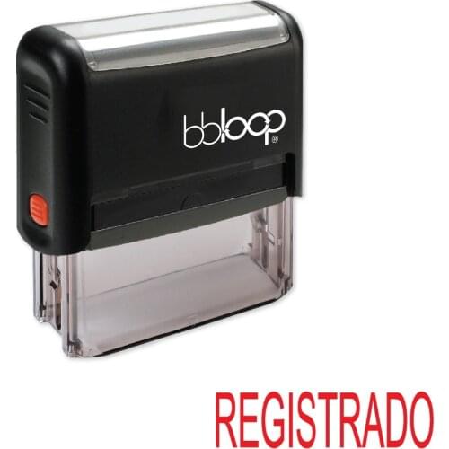 BBloop Spanish Language "REGISTRADO" Self-Inking Stamp, Rectangular, Laser Engraved, RED