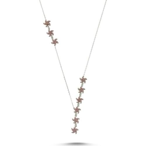 Silverlina Silver Starfish Nano Opal Stone Y Necklace