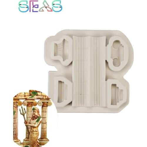 Silicone Molds Cake Free shipping Ancient Roman Architecture DIY Cake Tools Jelly and Candy Mold Party Decoration Baking Tray