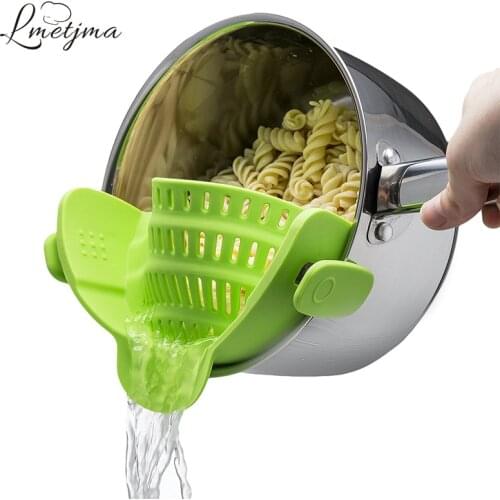 LMETJMA Universal Silicone Clip-on Pan Pot Strainer Anti-spill Pasta Pot Strainer Food Grade Rice Fruit Colander Strainer KC0111