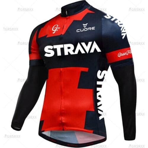 STRAVA Spring Bicycle Jersey Long Sleeve Bicycle Wear Bicycle Team Race Sportswear Road Bike Shirt Males' MTB Anti-sweat Clothes