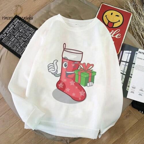 Fashion Harajuku Autumn Hoodies Women Christmas Cartoon Printed Loose Korean Hooded Sweatshirt Streetwear Long Sleeve Pullovers