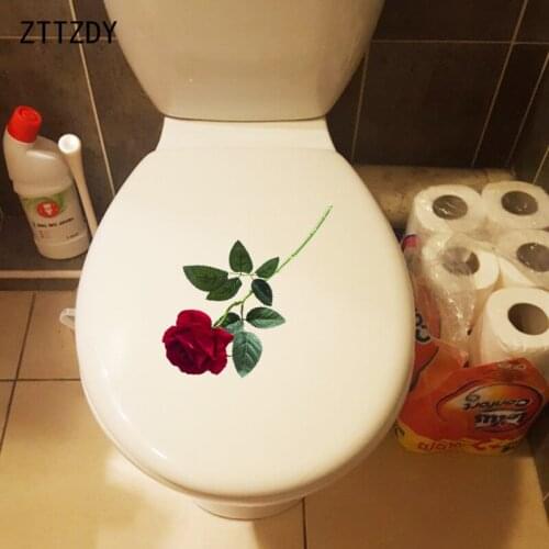 ZTTZDY 24.3*13.2CM Rose Classic WC Toilet Seat Stickers Room Decoration Wall Decal T2-0665