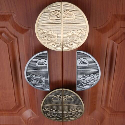1Pair Old Solid Alloy handle Semicircular Pull Chinese Cabinet 64mm Knob Brushed Gold/Silver/black Vintage Round Drawer Handle