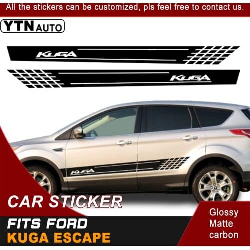 2pcs Side Door Stripe Vinyl Decal Graphic Sticker Kit For Ford Kuga Escape Car Decas Car Accessories YtnAuto