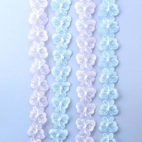 20Yards Butterfly Lace Trim For Dress Embroidered Ribbon Pearls Fabric DIY Handmade Patchwork Sewing Supplies Craft 4cm Width
