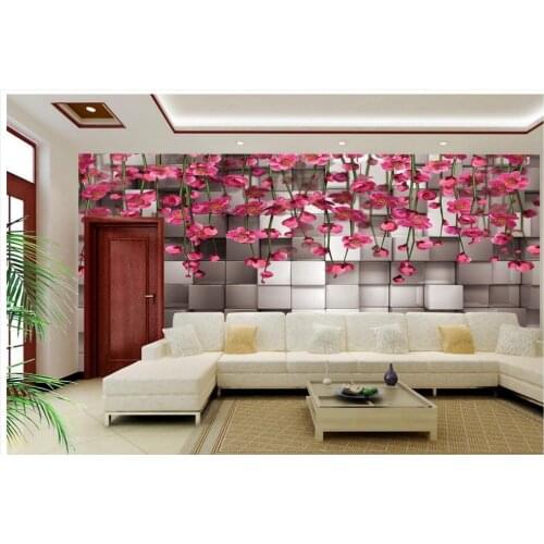 3d three-dimensional black and white squares of red flower vine wall mural photo wallpaper 3d bathroom wallpaper