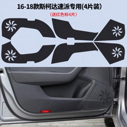 TOMMIA For SKODA SUPERB 16-18 Car Inside Door Cover Scratch Protection Anti Kick Pads Carbon Fiber Stickers 4pcs