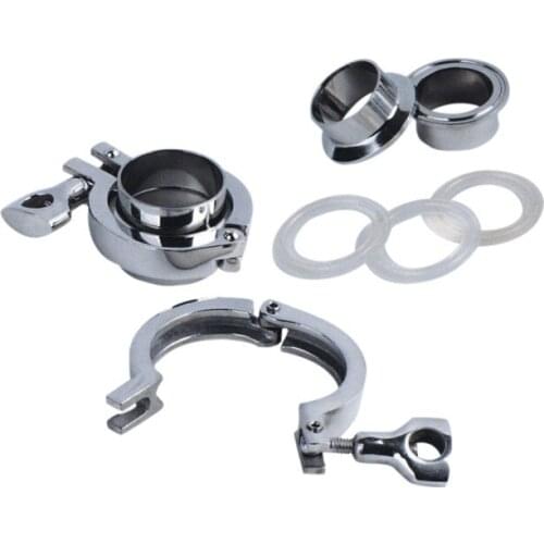 Free shipping 1.5'' 38MM-159mm Sanitary TriClamp Ferrule + Tri Clamp + Silicon Gasket SS 304