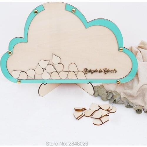 Rustic Wooden Wedding Clouds Guest Book, Drop Box, Baptism Guest Book Alternative, Baby Shower Wishes Guest Book