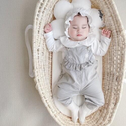 Autumn Baby Romper Set Embroidered Baby Playsuit Sling And T-Shirt Overalls Cotton Toddler Baby Clothing Set For Girls Jumpsuit