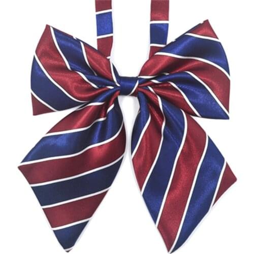 Hot Sale Bow Tie For Women High School Girl Student Cosplay Uniform Formal Suit Accessories Cravat Butterfly Knot Striped Blue