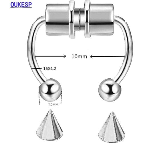 Fake Nose Ring Hoop Nose Septum Rings Stainless Steel Magnet Nose Punk Fake Piercing Body Jewelry Hip Hop Rock Ear clip Jewelry