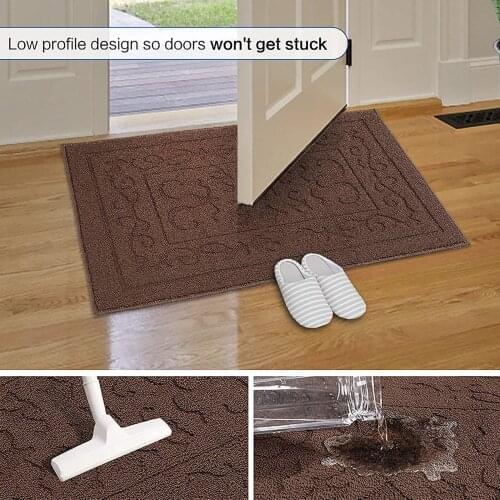Indoor Super Absorb Doormat Pvc Backing Non Slip Door Mat for Small Front Door Inside Floor Dirt Trapper Chenille Entrance Rug