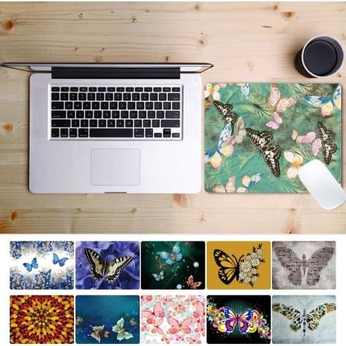 Mouse-pad Laptop Mouse Pad Smooth Waterproof Pu Leather Durable Butterfly Series Pattern Gaming Mouse Mat
