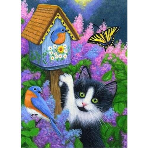 Square&Round Creative Diamond Embroidery Cat Butterfly 5D Diy Diamond Painting Cross Stitch Decor Diamond Mosaic Home Gift