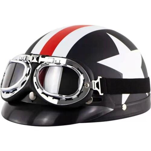 Hot Sell Brown Synthetic Leather vintage Motorcycle Motorbike Vespa Open Face Half Motor scooter Helmets & Visor & Goggles