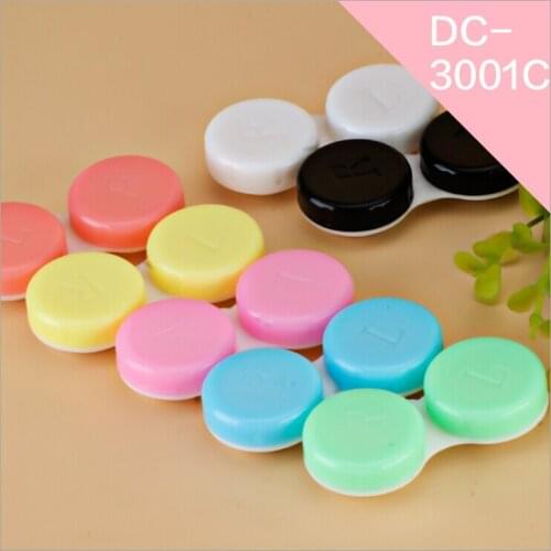 LIUSVENTINA Portable Wholesale Solid Simple Contact Lens Case for Color Lenses Gift for Girls 20pcs/lot Random Mix Color