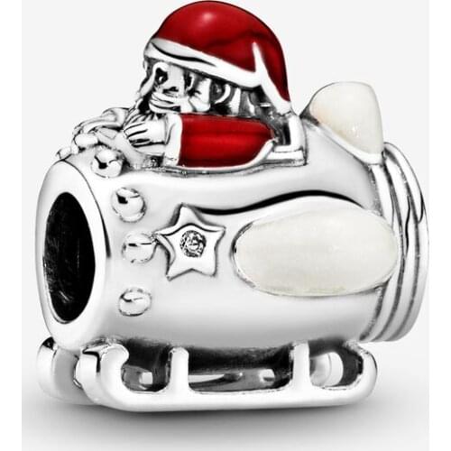Fits Pandora Charms Bracelet 925 Sterling Silver Santa Rocketship Charm Metal Beads for Jewelry Making Christams Gift