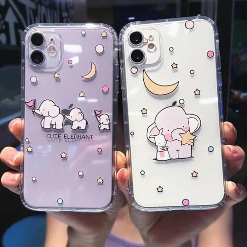 Gimfun Lovely Cartoon Rabbit Case for iPhone 11 12 Mini Pro Max XS Max X XR 7 8 Plus Pink Animals Clear Soft Tpu Back Cover