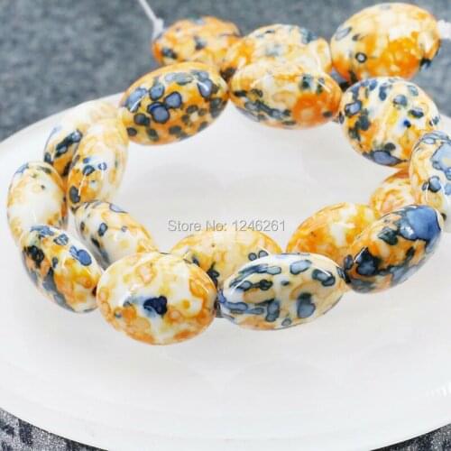 13X18mm Fashion Multicolor Riverstones Rain Flower Rainbow Stone Ellipse Loose DIY Beads Stone 15inch Jewelry making Design