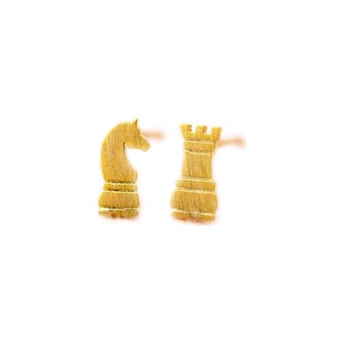 Fashion chess knight castle stud earrings Very interesting chess flag Stud earrings The creative personality stud earrings