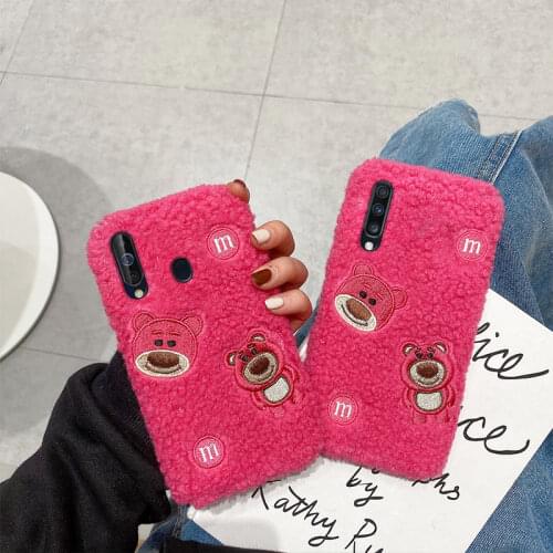 For Samsung Galaxy A01 A11 A21 A51 A71 A12 A42 A10 A40 A50 A70 A90 A30S A21S M21 M31 M51 Plush Rose Red Bear Soft Silicone Case