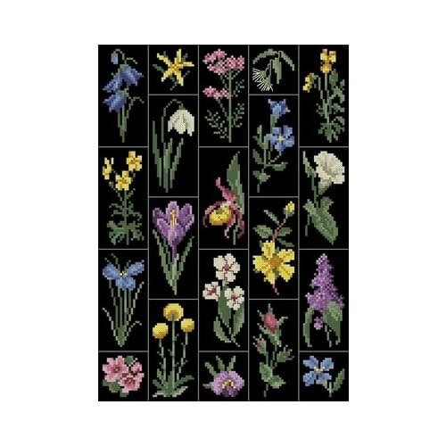 Collection of antique flowers Cross Stitch Set DIY Kit Embroidery Needlework Craft Packages Cotton Fabric Floss
