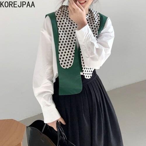 Korejpaa Women Dress 2021 Summer Korean Chic Ladies Sweet Elegant Temperament Lace Hollow Crochet Slimming Puff Sleeve Vestidos