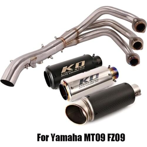 Motorcycle Exhaust Front Header Tube Connecting Link Pipe Muffler End Tips 51mm Exhaust Pipe Slip On For Yamaha MT09 FZ09