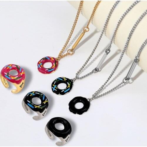 2021 New Creative Donut Combination Fantasy Sweetheart Fashion All-Match Necklace pendant Wholesale