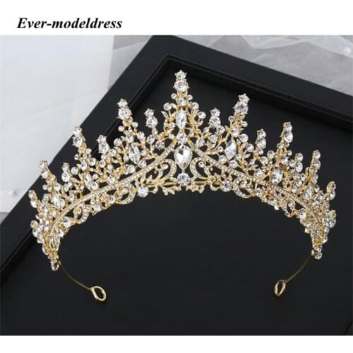 2021 New Golden Bride Crown Princess Birthday Headwear Rhinestone Headband Wedding Hair Jewelry Bridal Tiaras Vintage Headpiece