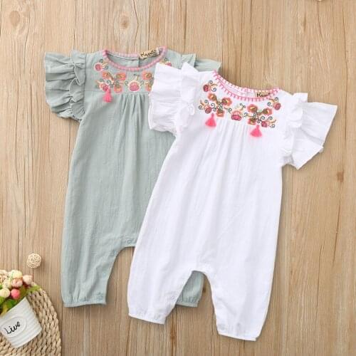 Newborn Infant Baby Girls Solid Color Embroidery Floral Romper Jumpsuit Outfits onesies newk tulum girls clothing Newk giyim