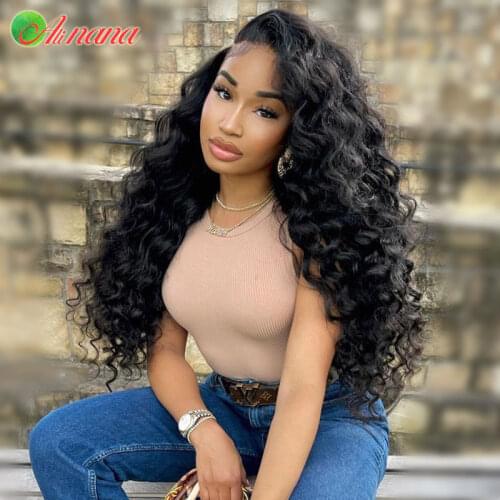13X4 Lace Front Human Hair Wigs Peruvian Deep Curly Pre-Plucked With Baby Hair Jerry Curl 250 Density Lace Frontal Wig 30 Inches