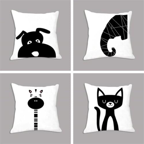 Kawaii Penguin Elephant Giraffe Minimalist Seat Cushion Cartoon Animal Throw Pillow Decorative Cushion for Baby Children Gift