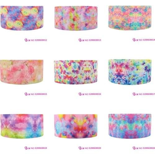 Q&N ribbon 16mm ~ 75mm Tie Dye 50yard Heat Transfer Ribbons Gift Box With Logo DIY Crafts /FOE Free Shipping