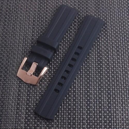 Black Blue 20mm Watchband Curved End Silicone Rubber Watch band with pin buckle for Omega strap Seamaster 300