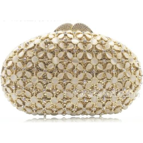 Luxury Crystal Metal Evening Bags Sliver And Gold Clutches Bridal Women Evening Bags Wedding Rhinestone Ladies Purse Handbags
