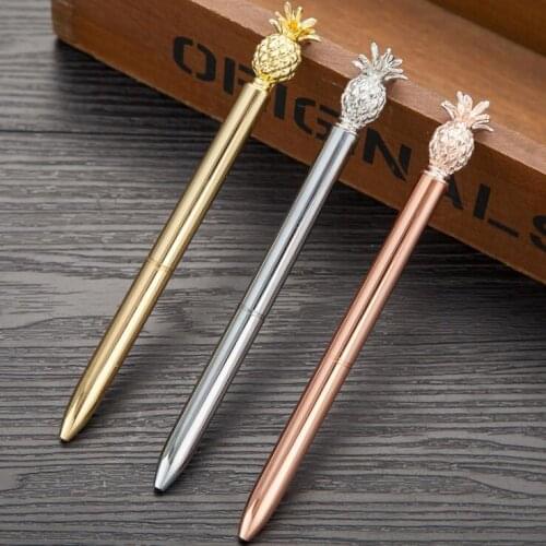 Luxury Metal Pineapple Ballpoint Pen Writing Handle Pens Gifts Signature School Office Stationery Supplies Ball Point Pens Black