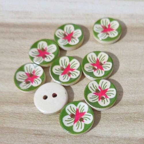 SHINE 50PCs Wooden Sewing Buttons Scrapbooking Round Two Holes 15mm Dia. Costura Botones Decorate bottoni botoes