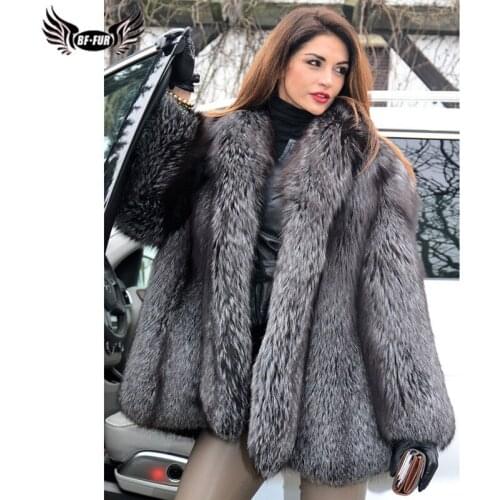 Fashion Natural Real Sliver Fox Fur Coat For Women Full Pelt Genuine Fox Fur Jacket Thick Warm Winter Woman Fur Coats Luxury
