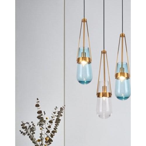 Nordic Drop Glass Single Head Small Chandelier Post Modern Minimalist Restaurant Bar Creative Study Bedroom Bedside Chandelier