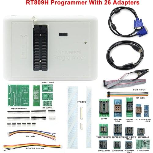 Upmely EMMC-Nand FLASH RT809H Universal Programmer +26 Items +TSOP56 BGA48 EDID Cable VGA Smart Compiler Special Calculator