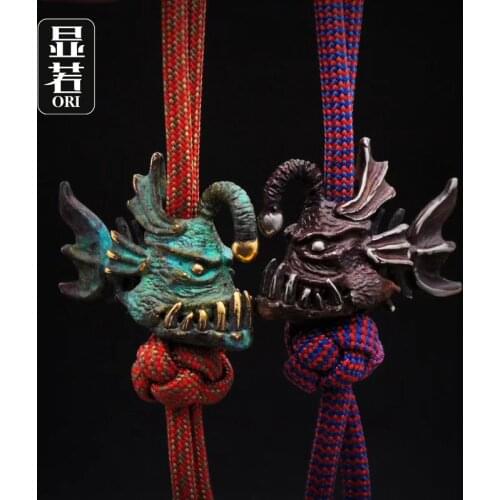 Xian Ruo yang fish knife pendant lantern fish retro copper hand-carved personality creative umbrella rope pendant accessories