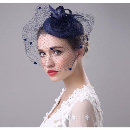 HanXi Women Royal Mesh Floral Hair Fascinator Fedoras Evening Party Elegant Caps High Street Wear