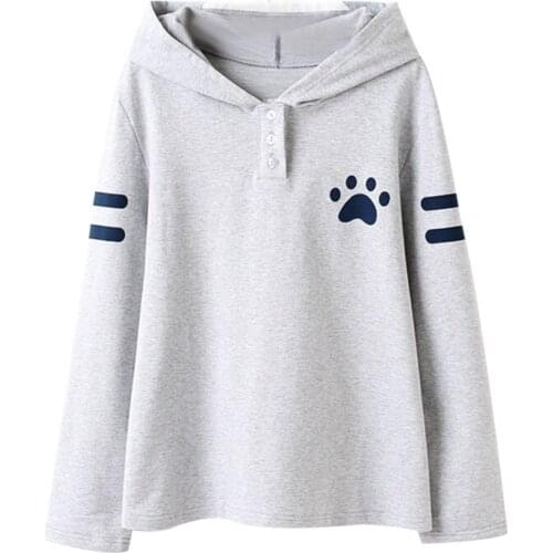 MERRY PRETTY 2018 Autumn New Women Hooded Long Sleeve Sweatshirt Cute Cartoon Printed Tops Japan Style Mori Girl Gray Pullovers