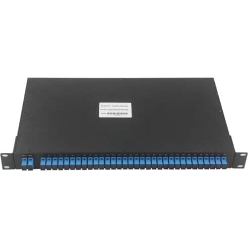 19" rack termination box with 2*32 PLC splitter and SC/UPC adapter 1mtr 1U patch panel with 2x32 ftth coupler fulled installed