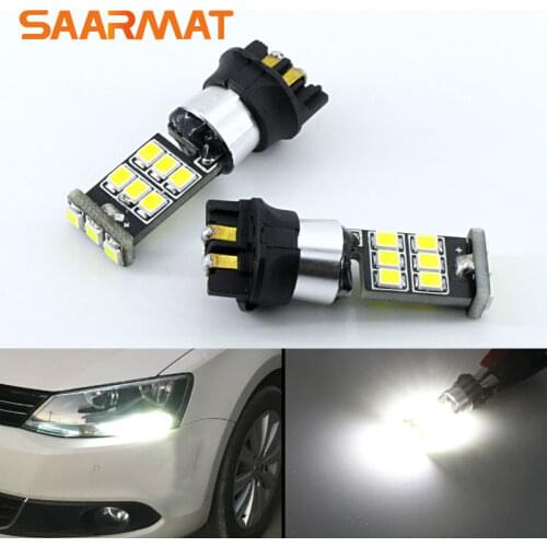 2Pcs White PWY24W PW24W 15-SMD LED Bulbs DRL Daytime Running Light Turn Signals For Audi A3 A4 A5 Q3 For VW MK7 Golf CC