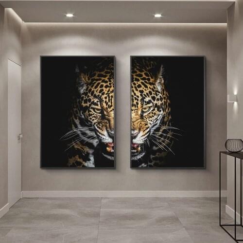 Leopard Face Abstract Canvas Paintings on the Wall Art Posters and Prints Animals Moudlar Pictures For Living Room Cuadros Decor