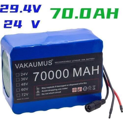 7S5P 24V 70AH Power Battery Pack 250W 350W 500W 29.4V 70000MAH Wheelchair Electric Bicycle Lithium Ion Battery + 2A Charger